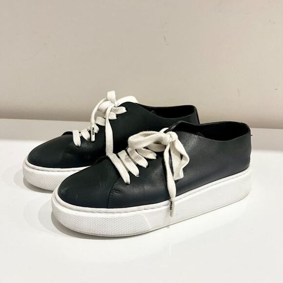 Prada Downtown Leather Low-Top Platform Sneakers Black Size Women's Size EU 37 - Picture 3 of 8